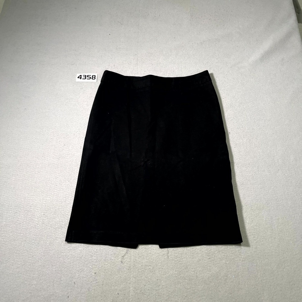 Gap Pencil Skirt Womens 8 Black Cotton Stretch Back Slit Career Formal Business